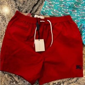 NWT Burberry Kids Red Swim Trunks